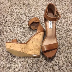 steve madden brown leather wedges